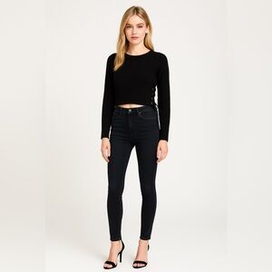 Women's Alice + Olvia Lace Up Side Long Sleeve Blouse Size Medium Color Black